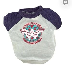 Wonder Woman - Pet Ringer Tee, DOG/CAT Shirt - HEATHER NAVY & WHITE